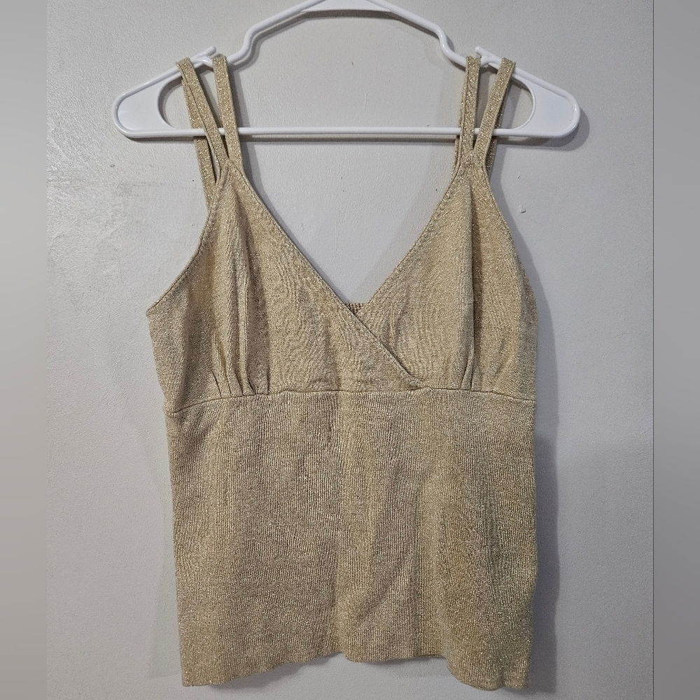 Worthington Metallic Gold V Neck Tank Top!